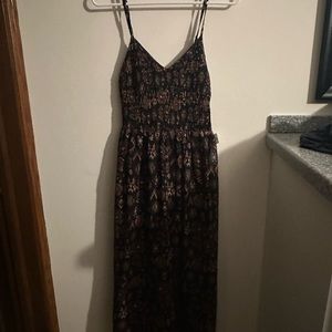 Brown and Black Maxi Sundress with Spaghetti Straps